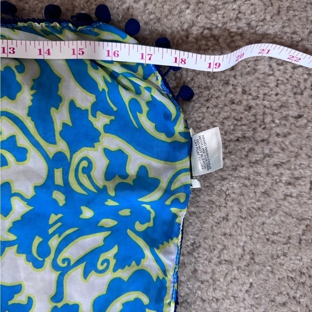 Charming Charlie Soft Floral Print Scarf with Pom Poms Borders